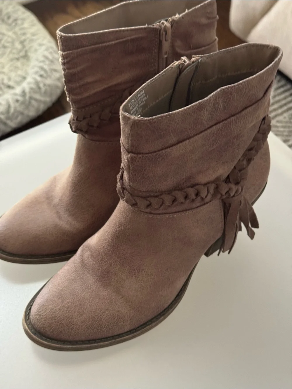 Jellypop Taupe Braided Ankle Booties